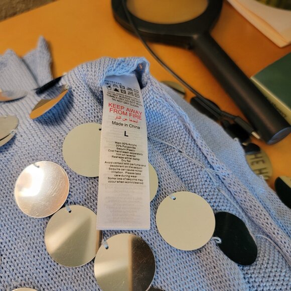 Nasty Gal Disc Sequin Split Sheer Knit Maxi Top Size L NWT - Picture 11 of 11